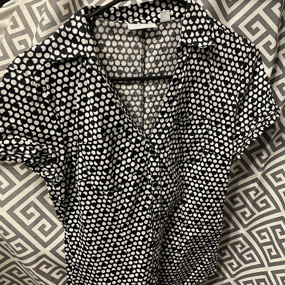 New York & Company - black & white, button down, short sleeve top